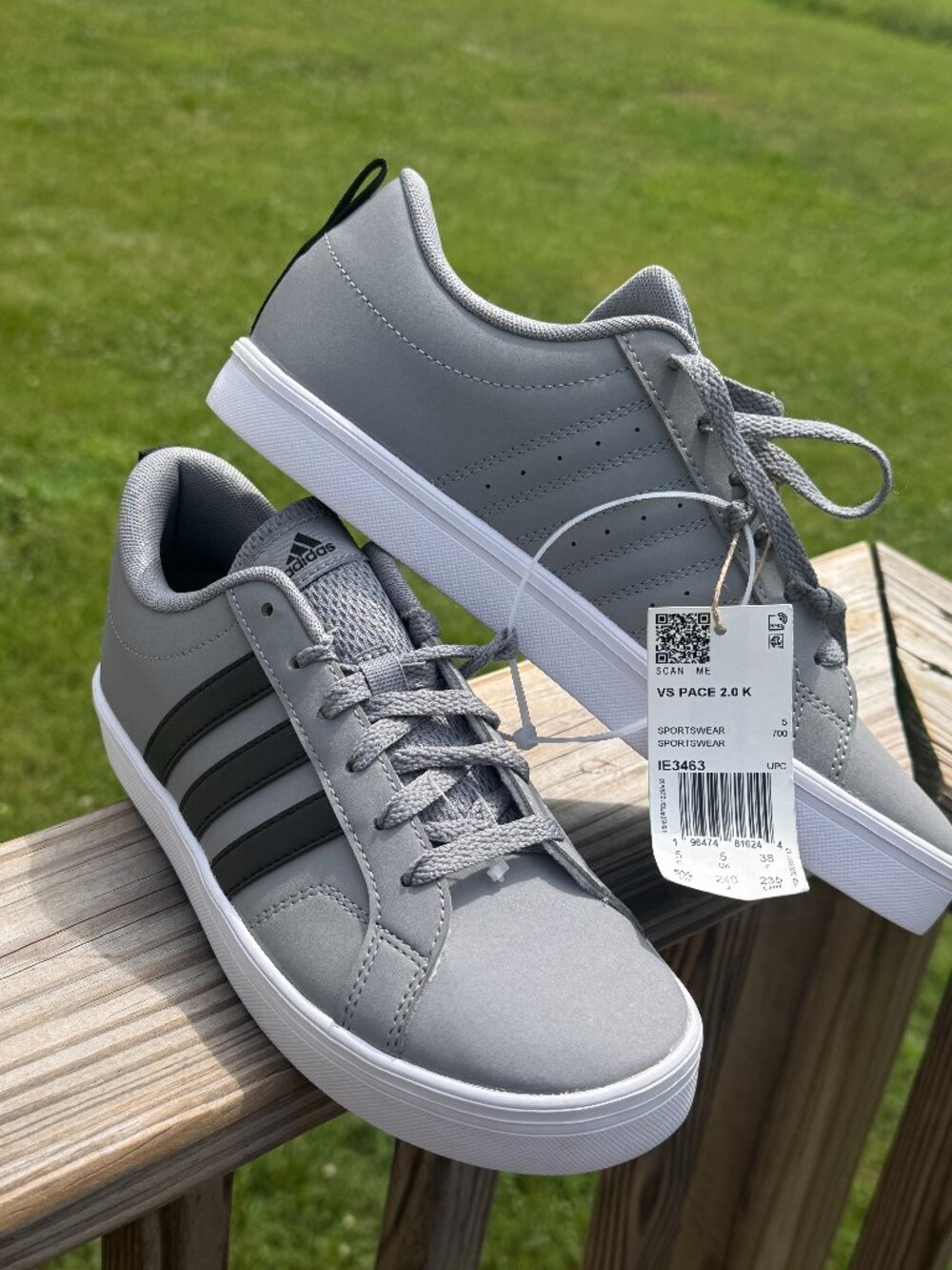Adidas VS Pace 2.0 K Gray Sneakers NWT Minimalist Streetwear Men 5.5 W7 3919